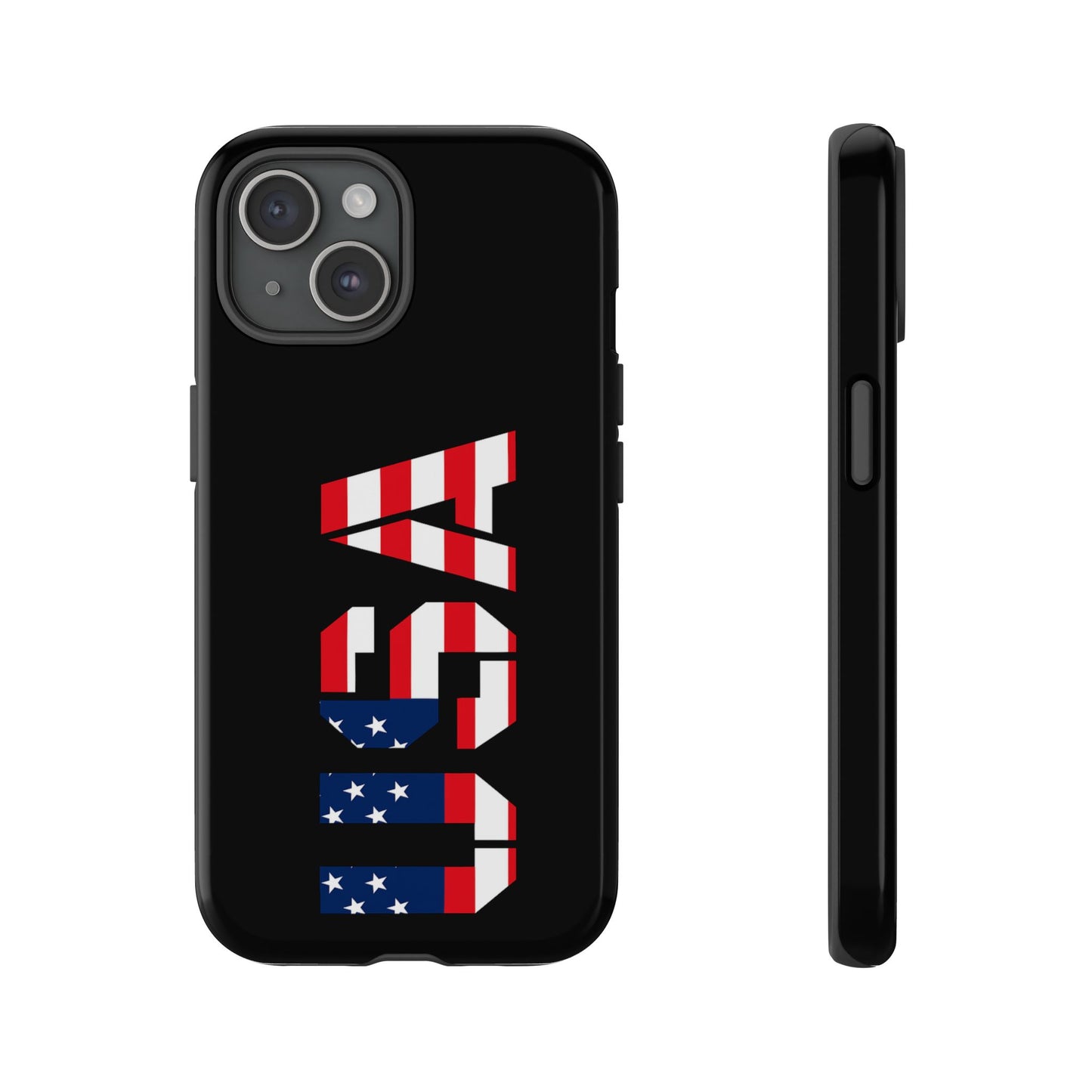 Tough USA phone case with American flag design, durable protective cover for smartphones, by Printify.
