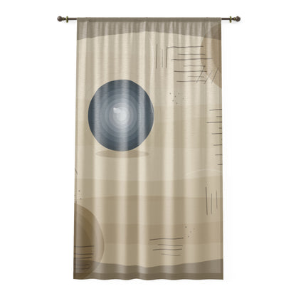 Abstract Neutral Circles Window Curtain | Modern Geometric Sheer Panel - TRV