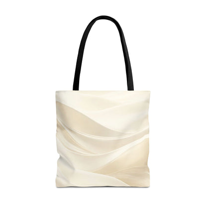 Cream Abstract Waves Tote Bag | Neutral Swirl Pattern