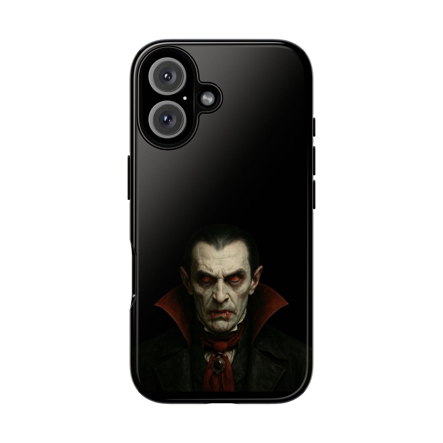 Gothic vampire portrait phone case for iPhone featuring Dracula horror design, by Printify.