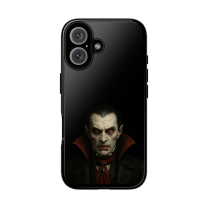 Gothic vampire portrait phone case for iPhone featuring Dracula horror design, by Printify.