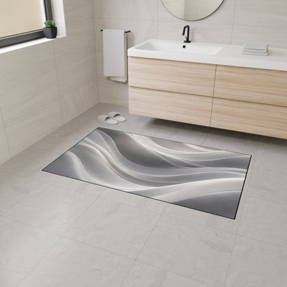 Abstract Gray Wave Floor Mat | Modern Entryway Rug, Non-Slip