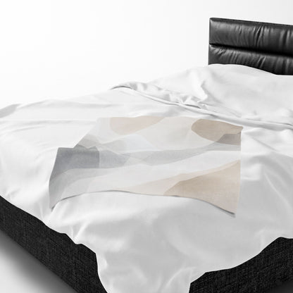 Neutral Abstract Shapes Velveteen Plush Blanket | Minimal Geometric Throw