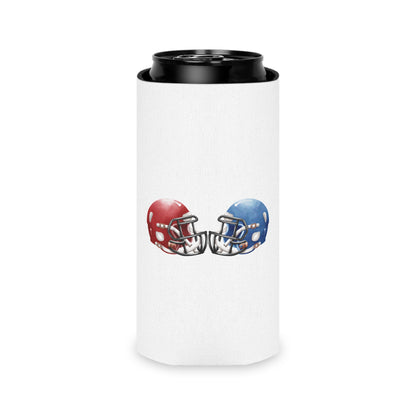 Football Helmet Can Cooler - Red vs Blue Rivalry Koozie