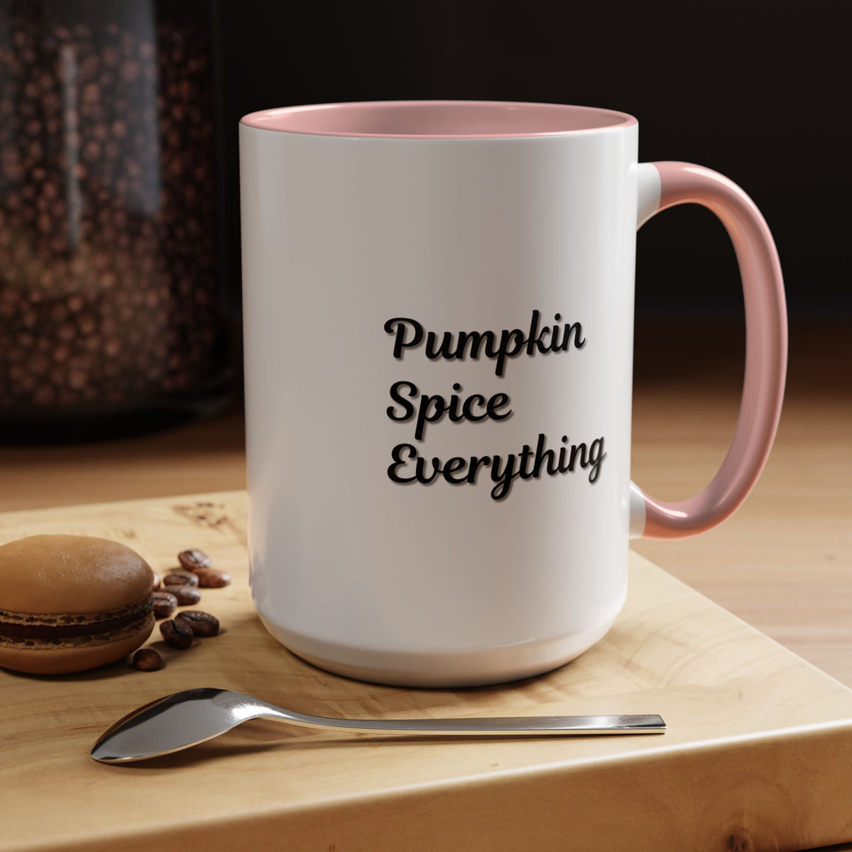 Printify Pumpkin Spice Everything accent coffee mug with fall-themed design, 11oz or 15oz ceramic coffee cup for seasonal use.