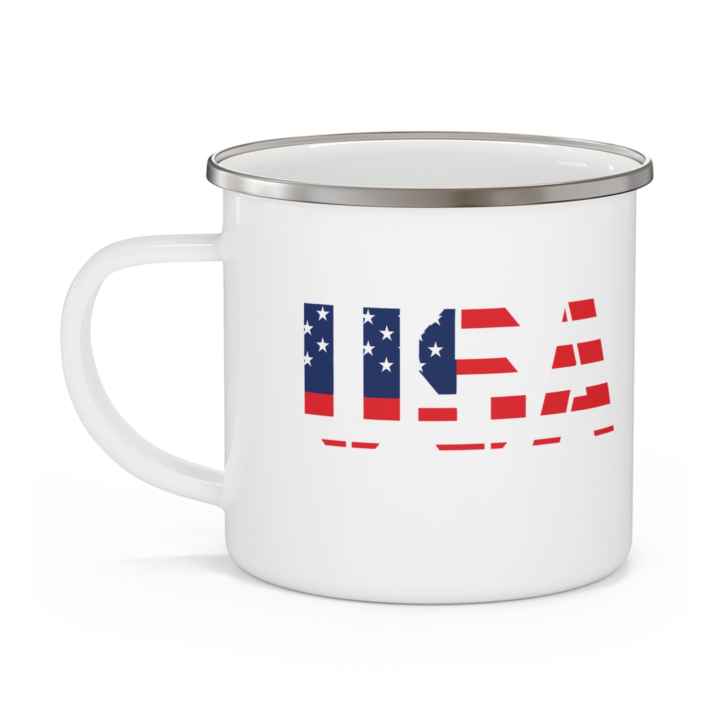 Patriotic Enamel Camping Mug | USA Flag Design | Perfect for Outdoor Adventures, Gift for Travelers, BBQs & Holidays