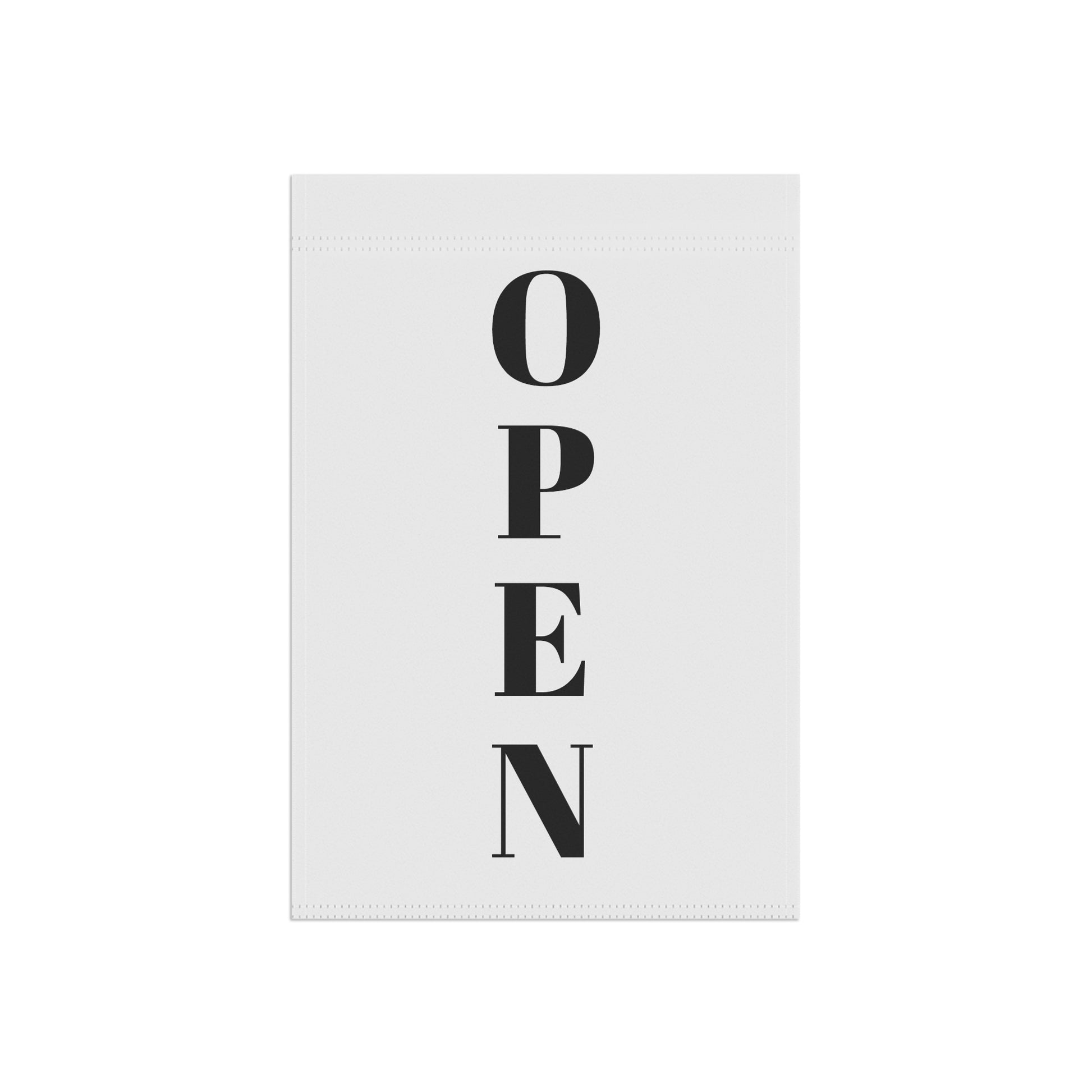 Open for Business garden flag from Printify, colorful welcome yard sign for garden or house display.