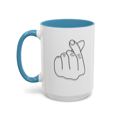 K-Pop Accent Mug - Love Gesture Design (11oz, 15oz), Korean Pop Coffee Cup, K-Pop Lover Gift, Cute Drinkware, Unique Mug