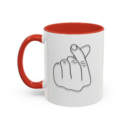 K-Pop Accent Mug - Love Gesture Design (11oz, 15oz), Korean Pop Coffee Cup, K-Pop Lover Gift, Cute Drinkware, Unique Mug