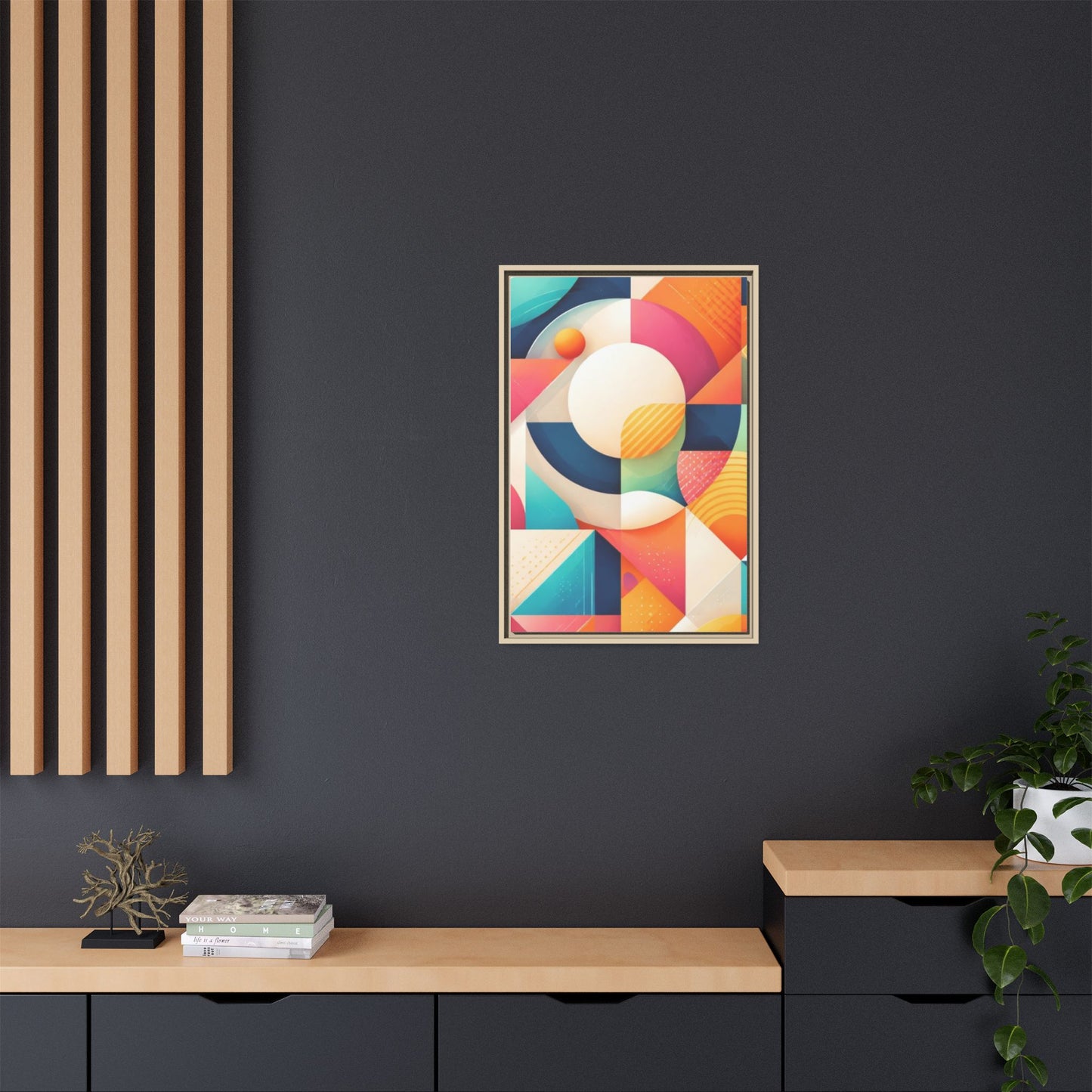 Colorful Geometric Abstract Art Matte Canvas Framed