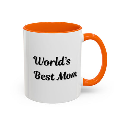 Black-Trim Ceramic Mug with "World's Best Mom" accent design, ideal as a Mother's Day gift from Printify.