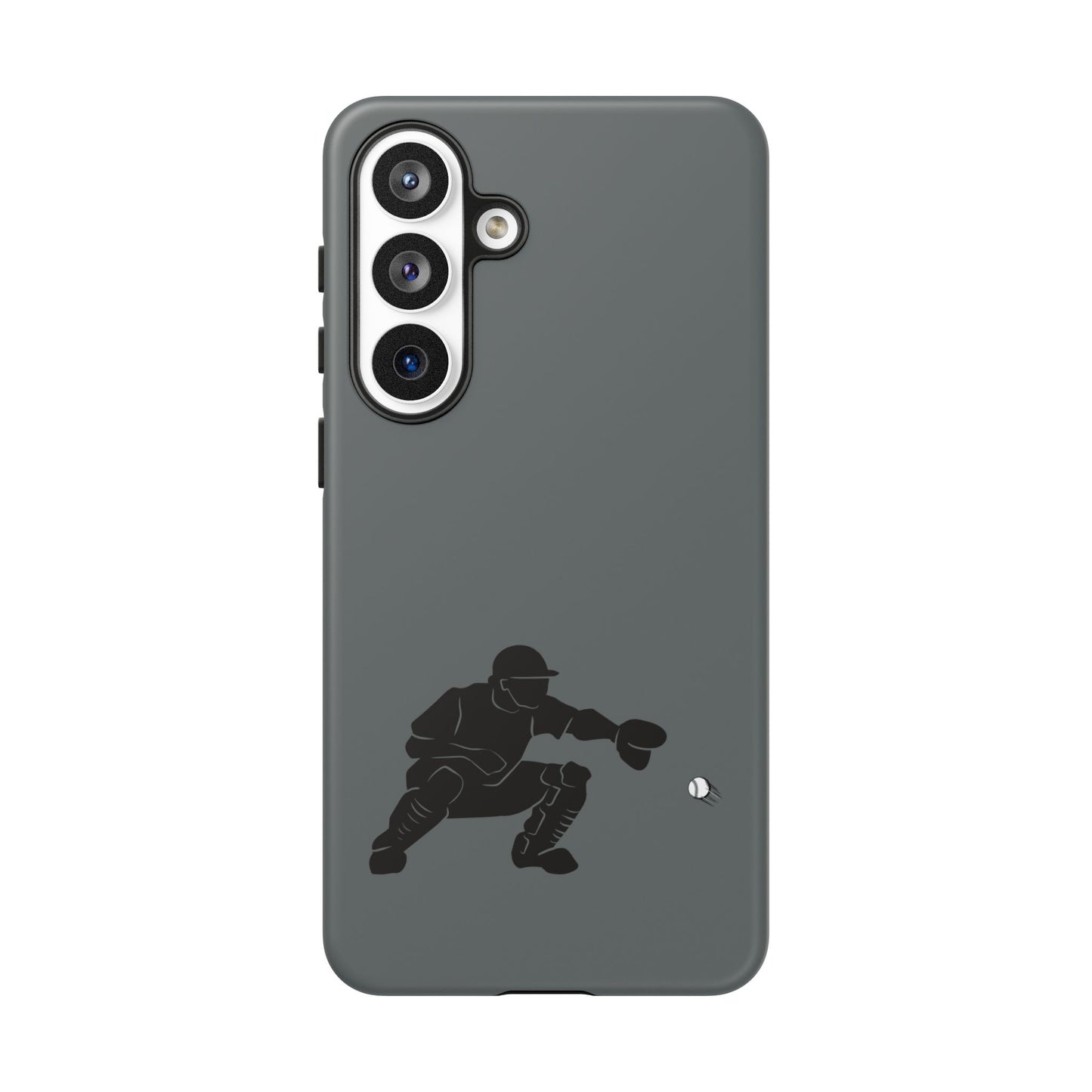 Printify baseball catcher phone case, tough protective cover with detailed catcher glove and ball design for iPhone or Android.