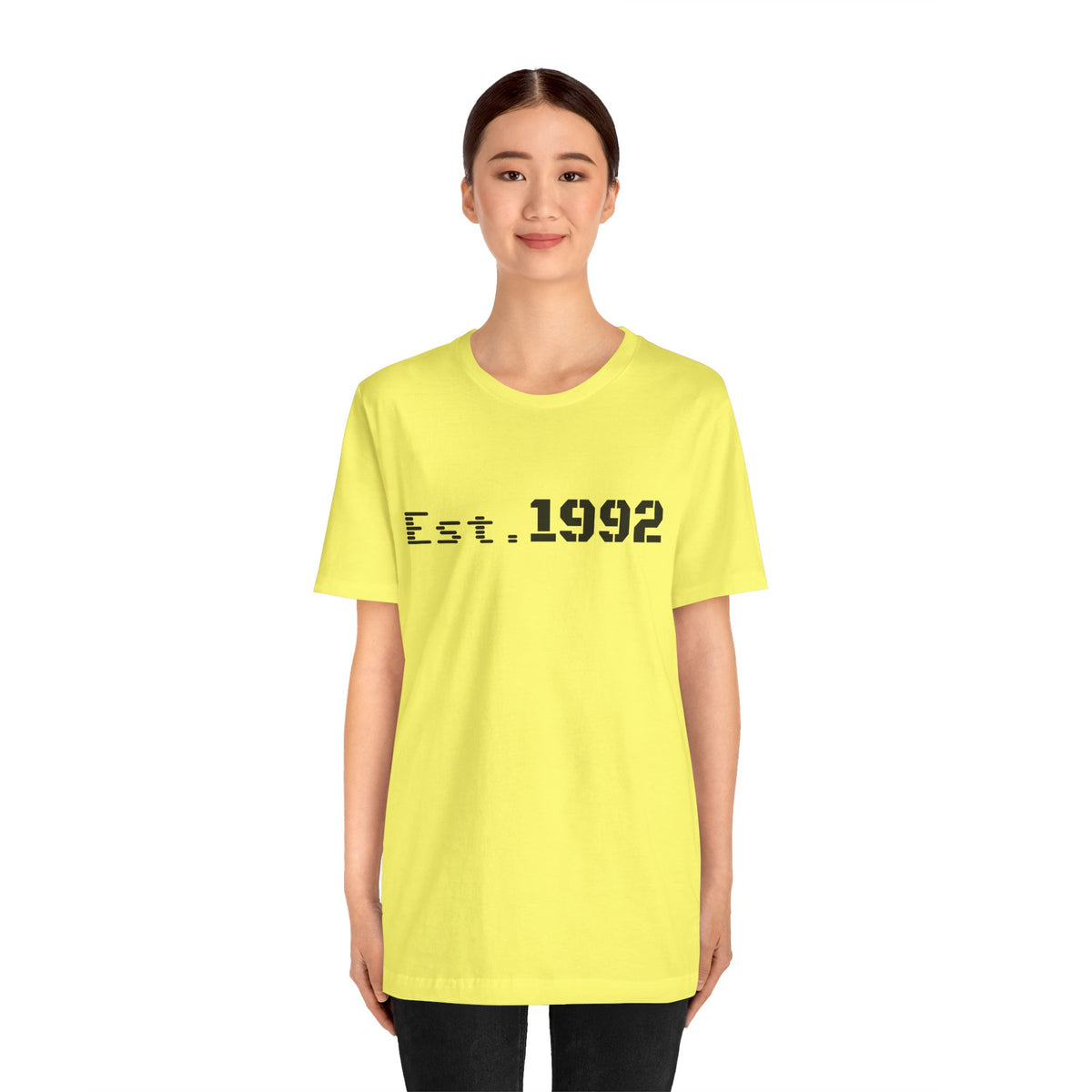 Retro vintage Est. 1992 T-shirt by Printify featuring classic birth year design on a casual cotton tee.