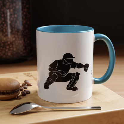 Baseball Catcher Coffee Mug, Sports Gift for Coaches, Black Accent Mug for Fans, Perfect for Birthdays & Celebrations, Unique Cup - TRV