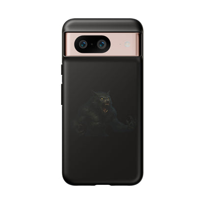 Werewolf phone case with dark monster graphic, tough protective design, ideal for smartphones, by Printify.