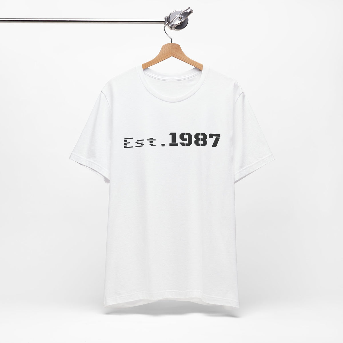 Vintage Est. 1987 T-Shirt by Printify featuring retro born 1987 design on soft cotton fabric.