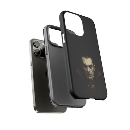 Gothic vampire portrait iPhone case featuring Dracula horror design, made by Printify, for a striking phone protection look.