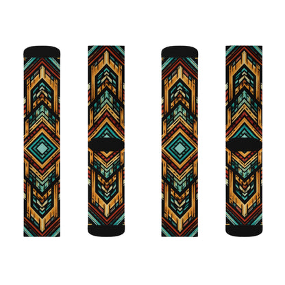 Southwestern Aztec Pattern Socks | Geometric Tribal Print