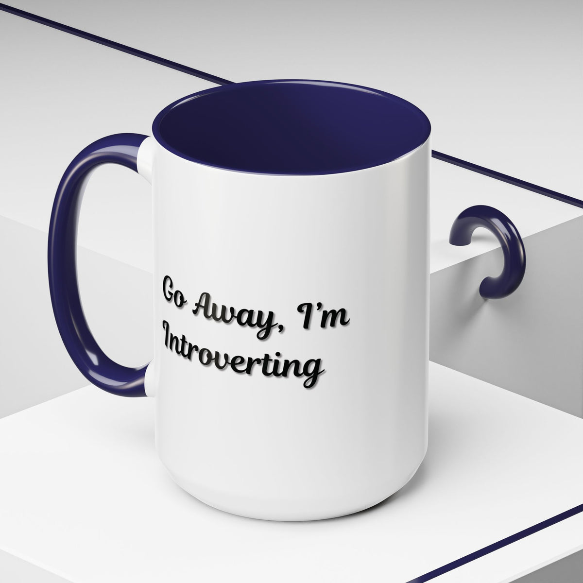 Ceramic introvert coffee mug with "Go Away, I'm Introverting" text, 11 oz size, designed for quiet coffee moments