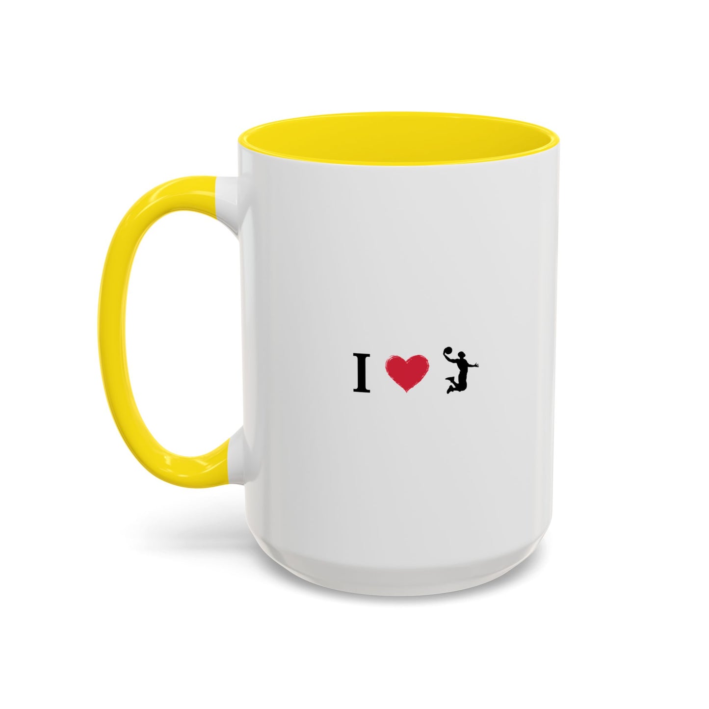 I Love Basketball Coffee Ceramic Mug, Cute Coffee Lover Gift, Personalized Mug for Fun, Black Accent Mug for Birthdays, Holidays, Office - TRV
