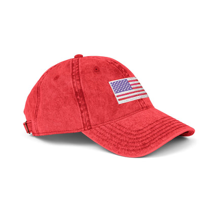 Embroidered Vintage Cap with USA Flag Design - TRV