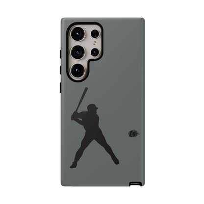 Black baseball silhouette tough phone case for iPhone, protective sporty design by Printify featuring durable material.
