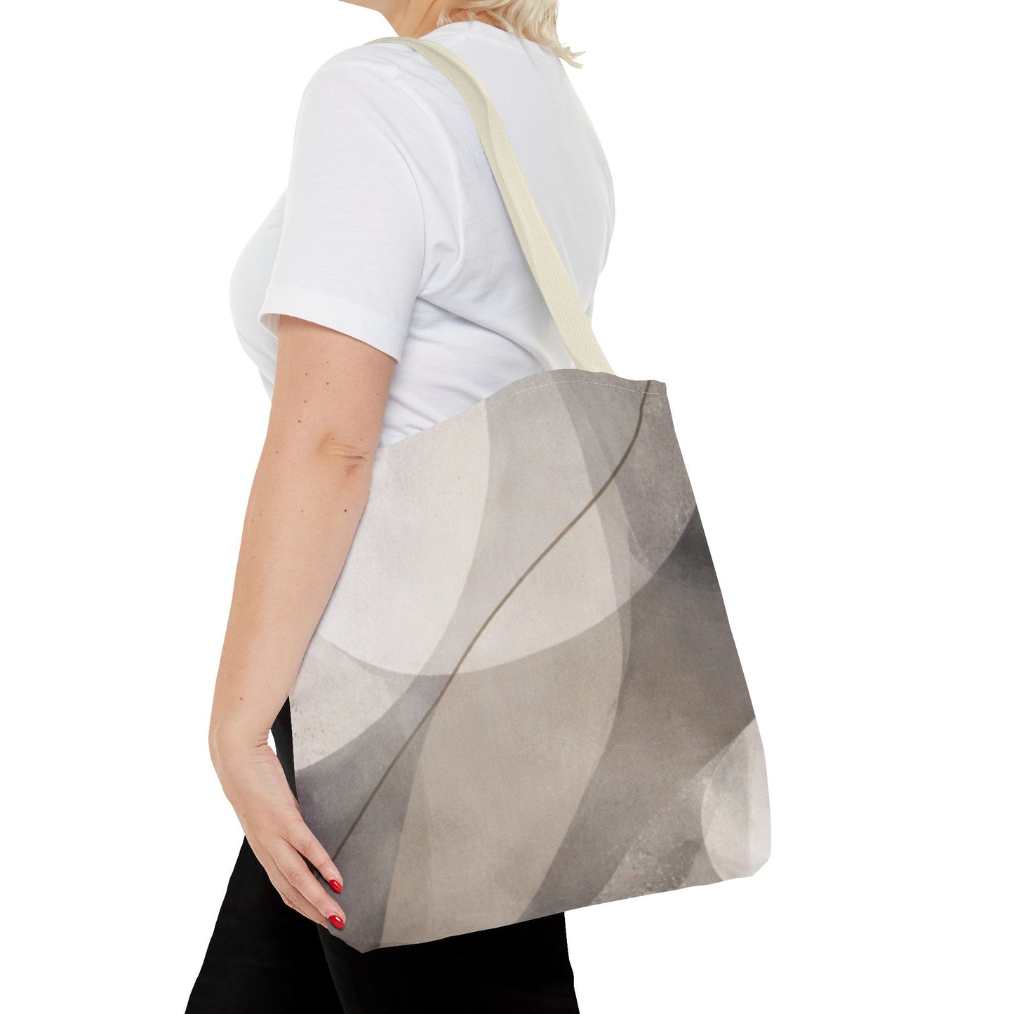 Neutral Abstract Watercolor Waves Tote Bag | All-Over Print