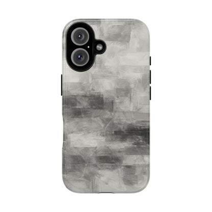 Abstract gray grid phone case for iPhone by Printify, showing a tough protective cover with a modern geometric design.
