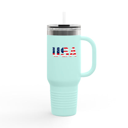 Insulated Travel Mug with USA Design - Perfect for Road Trips, Outdoor Adventures, and Gifts, 40oz Tumbler for Coffee, Tea, and More