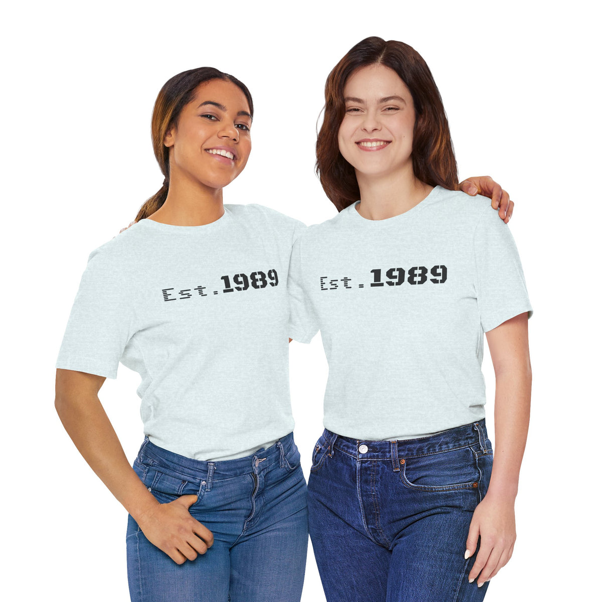 Vintage Est. 1989 graphic T-shirt by Printify featuring a retro design and classic fit for casual wear.