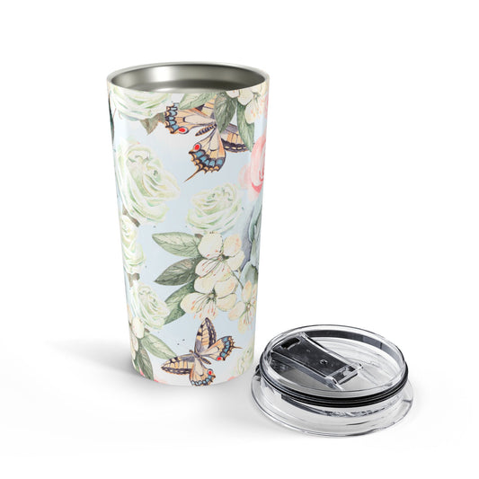Vintage floral and butterfly 20oz insulated stainless steel tumbler
