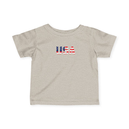 USA Infant Fine Jersey Tee - Cute Baby Shirt, Toddler Clothing, American Flag Tee, Baby Shower Gift, 4th of July Outfit