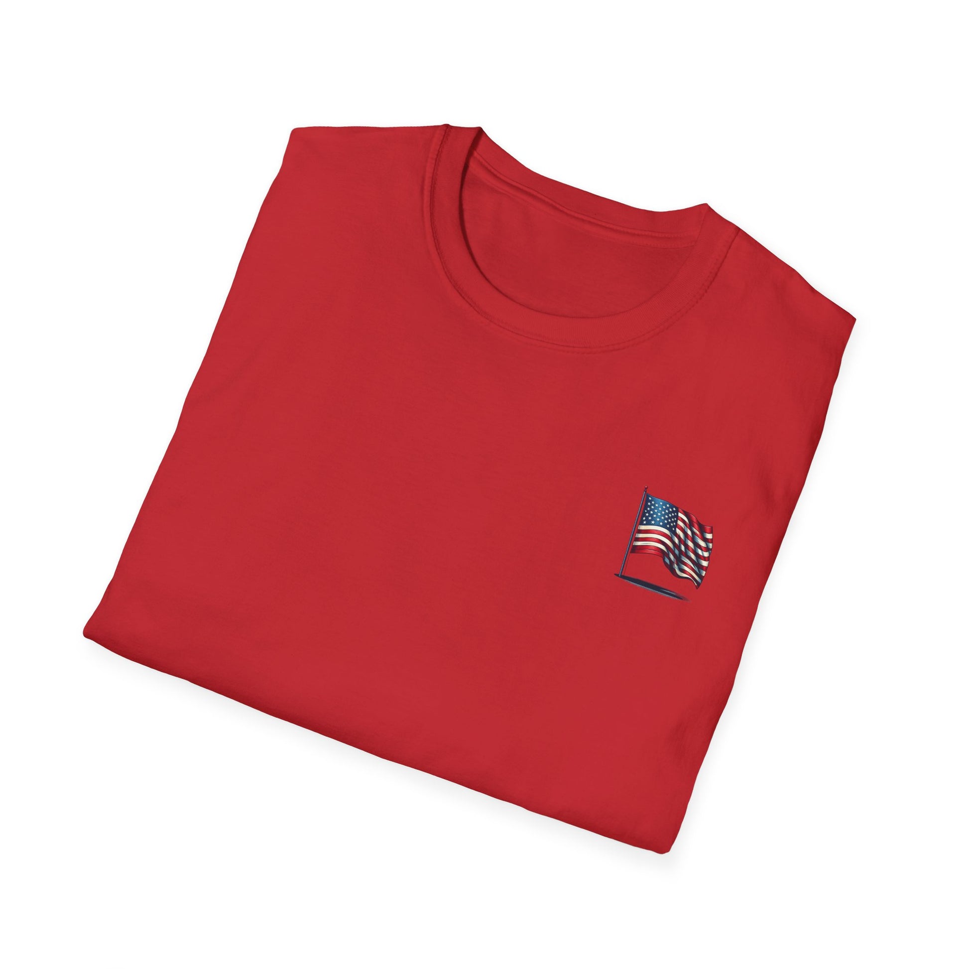 Patriotic Unisex Softstyle T-Shirt, American Flag Tee, USA Pride Shirt, Perfect for Independence Day, Casual Wear - TRV