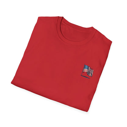 Patriotic Unisex Softstyle T-Shirt, American Flag Tee, USA Pride Shirt, Perfect for Independence Day, Casual Wear - TRV