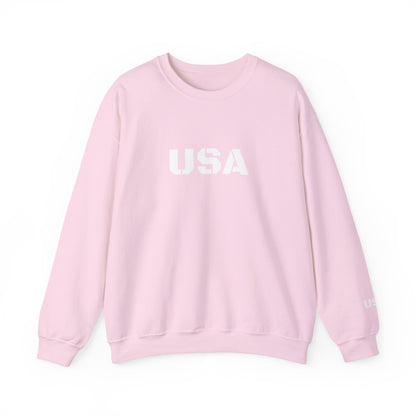 USA crewneck sweatshirt by Printify featuring patriotic design, cozy fit, perfect for all seasons.