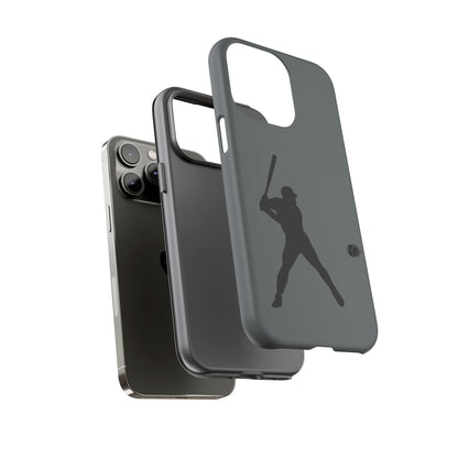 Black baseball silhouette tough phone case for iPhone, protective sporty design by Printify, with a rugged, durable look.