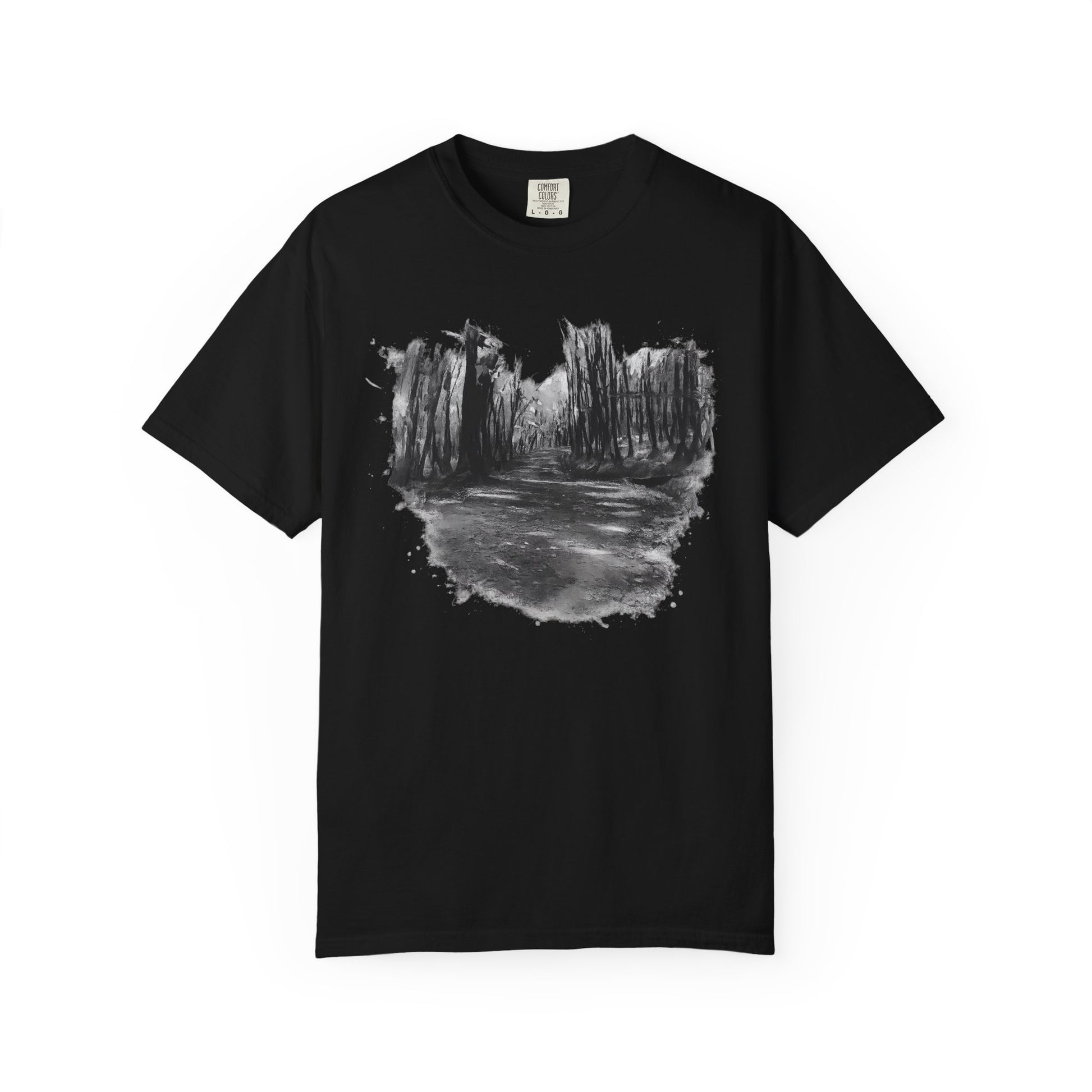 Artistic Forest Scene T-shirt | Nature Lover Gift, Outdoor Adventure Tee, Eco-Friendly Fashion, Vintage Inspired Clothing, Unisex Gift - TRV