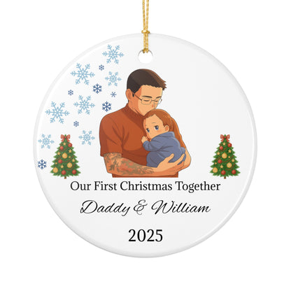 Daddy and Baby Personalized Ceramic Ornaments, Our First Christmas Together | 2025 Keepsake Gift, Holiday Decor, Tree Decoration, Family - TRV