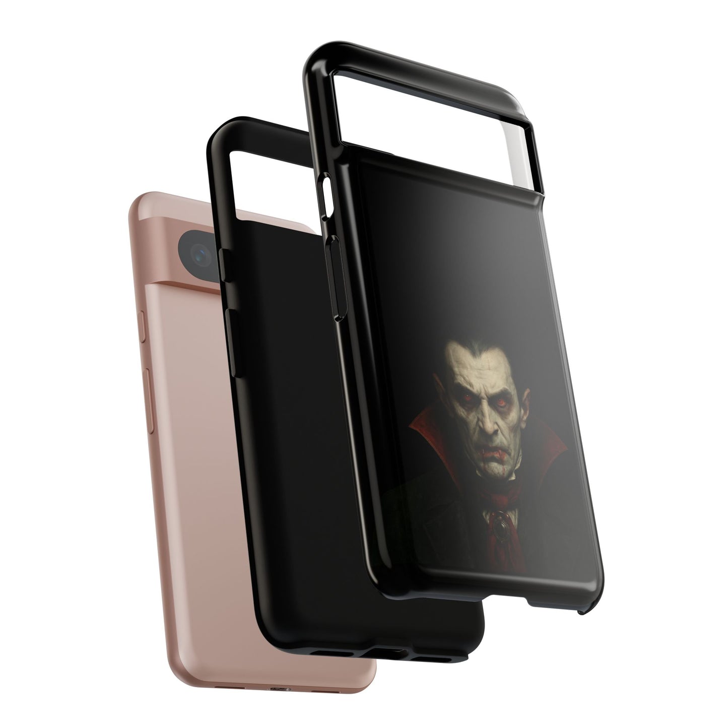 Gothic vampire portrait phone case for iPhone featuring Dracula horror design, made by Printify.
