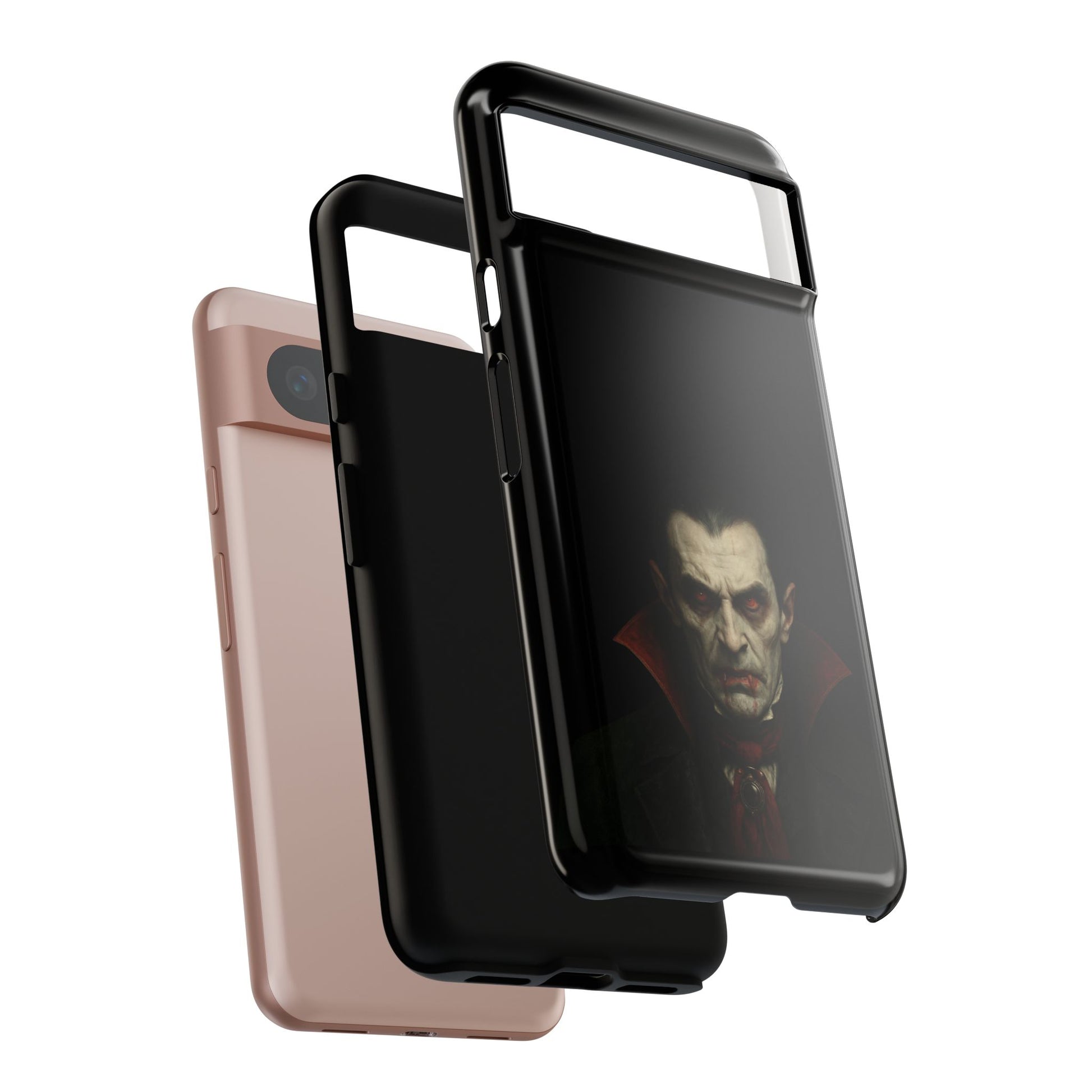 Gothic vampire portrait phone case for iPhone featuring Dracula horror design, made by Printify.