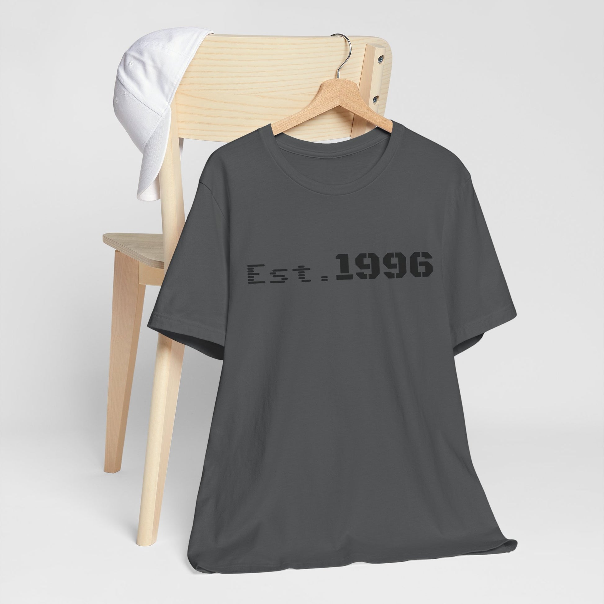 Vintage Est. 1996 T-shirt by Printify featuring a classic design, perfect for birthday gift or casual wear.