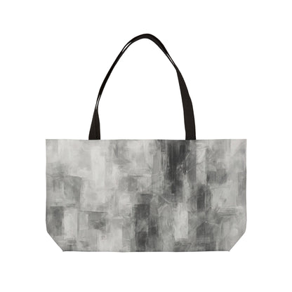 Gray abstract print weekender tote bag for women, stylish travel and carryall bag by Printify with spacious interior.