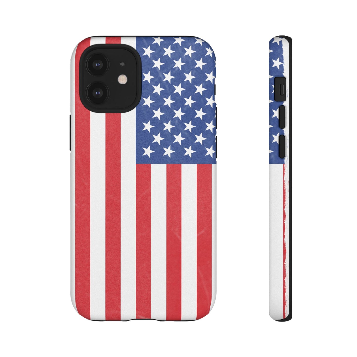 American flag tough phone case for iPhone by Printify, durable patriotic cover with bold flag design and rugged protection.