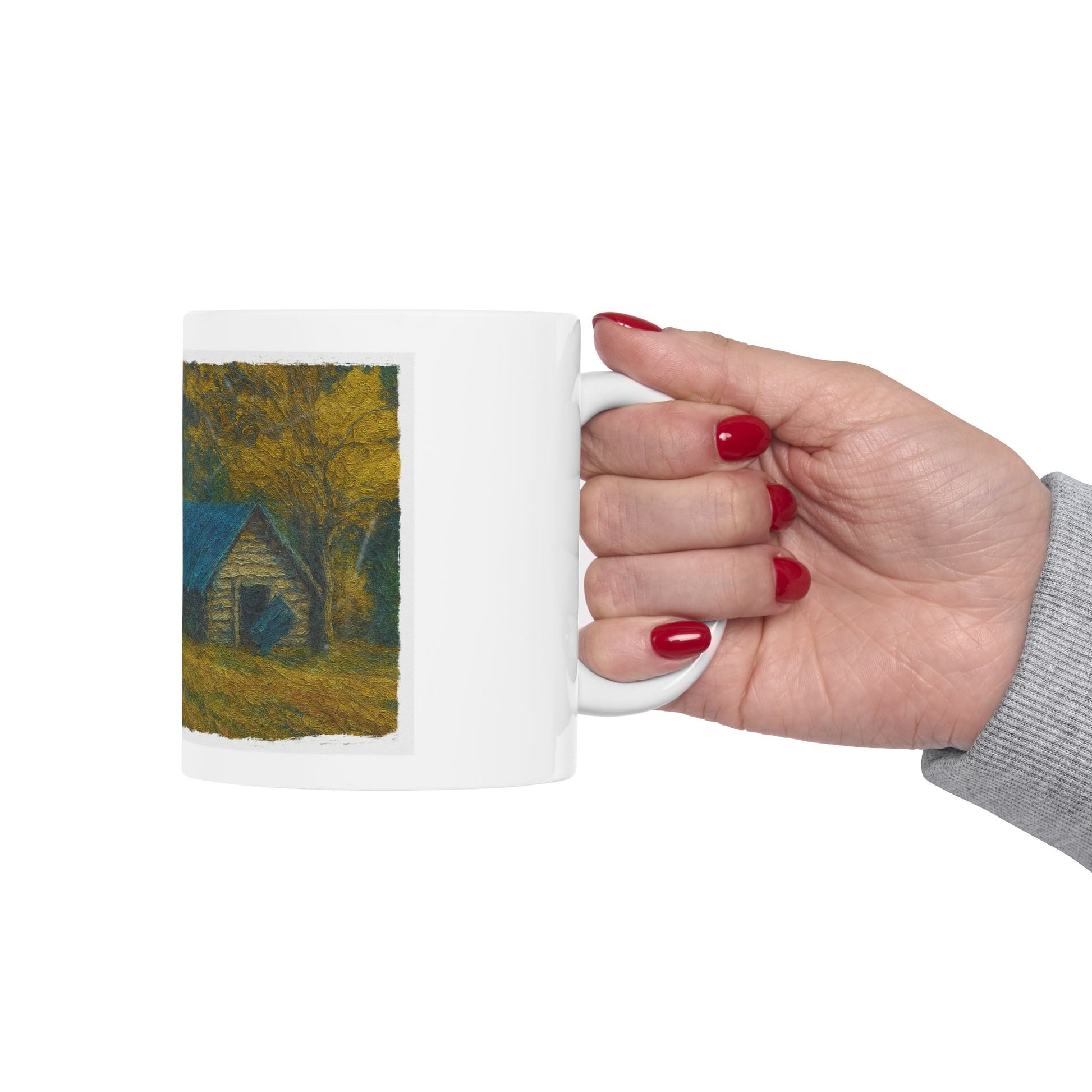 Rustic Cabin Ceramic Mug - Cozy Coffee Cup, Handmade Gift for Nature Lovers, Perfect for Home or Office, Great for Christmas, [...] - TRV