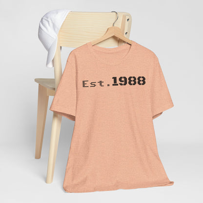 Est. 1988 Unisex Jersey Tee, Vintage Birthday Shirt, Casual Everyday Wear, Gift for Him or Her, Anniversary Celebration Tee