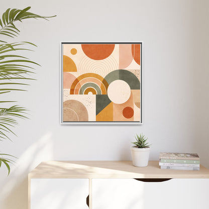 Abstract Terracotta Geometric Rainbow Matte Canvas Framed