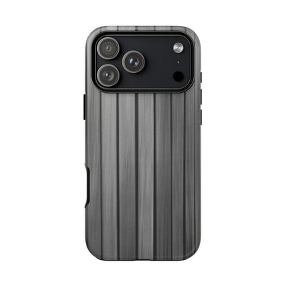 Ribbed metal texture iPhone case by Printify showing a tough, protective phone cover with a sleek ribbed design.