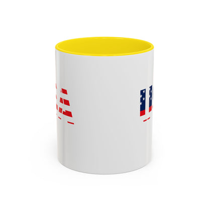 USA Flag Accent Coffee Mug — Patriotic 11/15oz Ceramic Coffee Cup