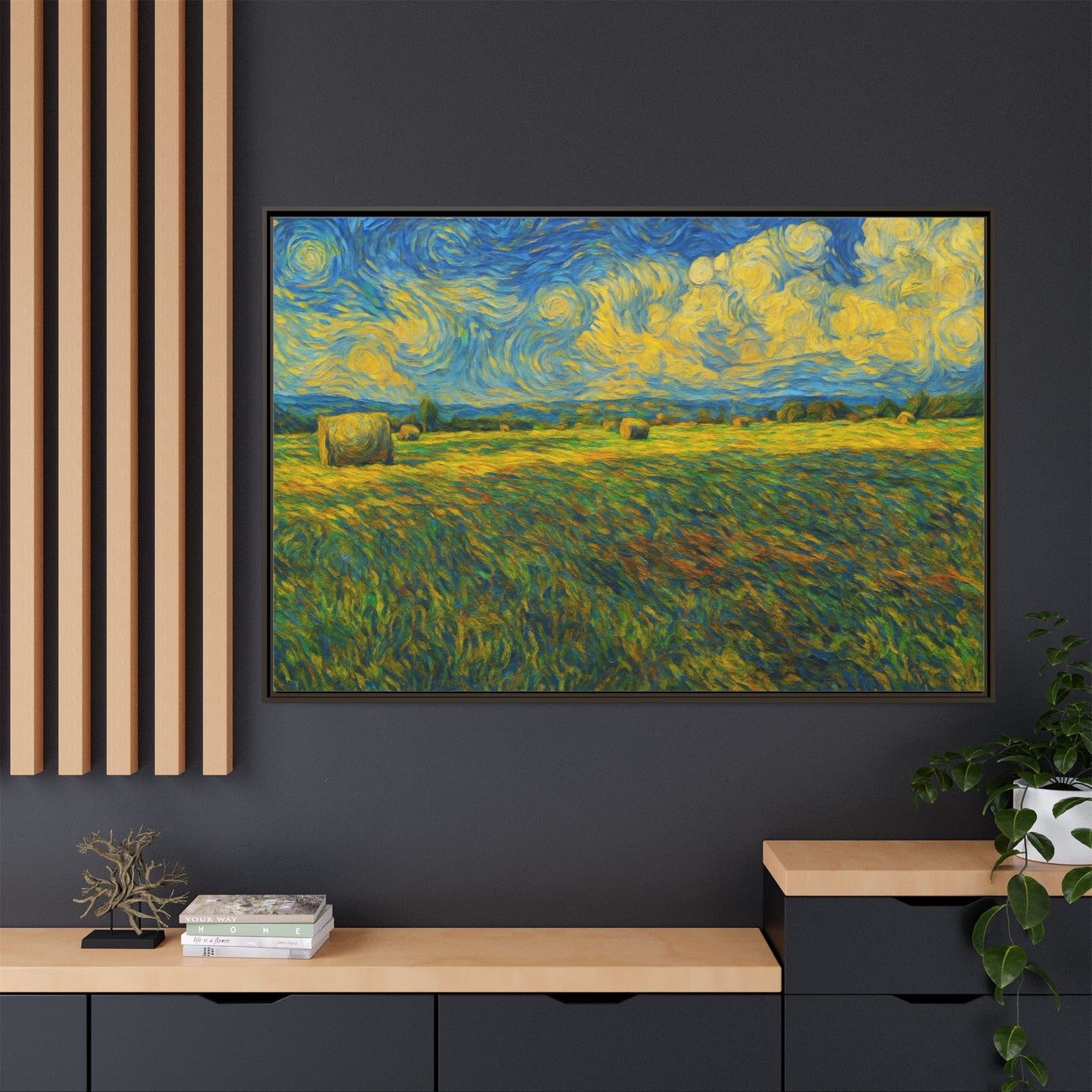 Framed multi-color landscape matte canvas print by Printify, showcasing a vibrant scenic artwork on high-quality canvas.