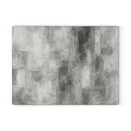 Glass Cutting Board — Abstract Gray Brushstroke Tempered Glass Chopping Board